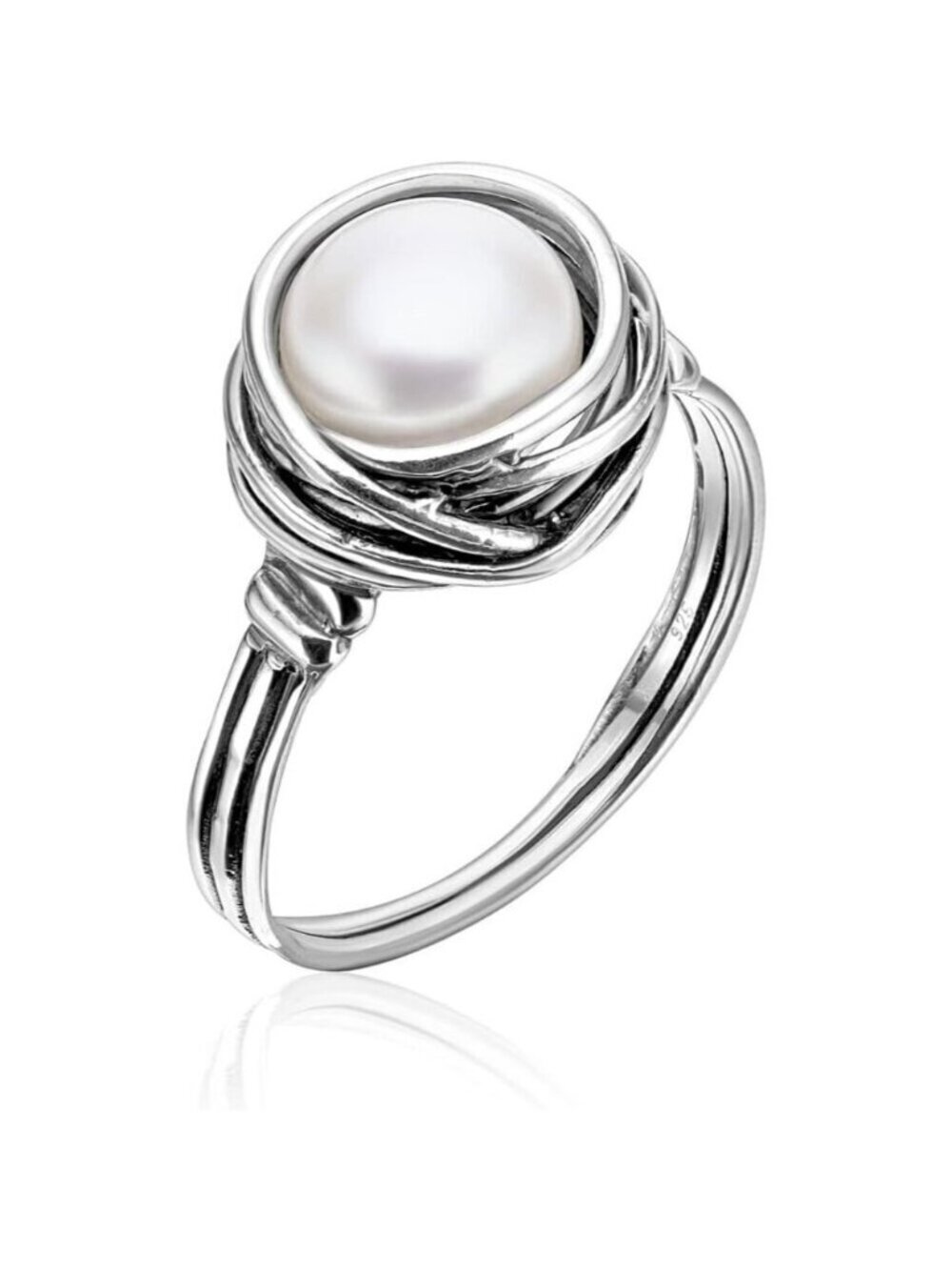 🆕 Women White Fresh Water Pearl Wire Wrap Vintage Design Lead Handcrafted Ring